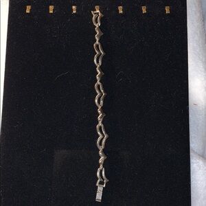 925 Stamped Silver Open Heart Bracelet 8” Long